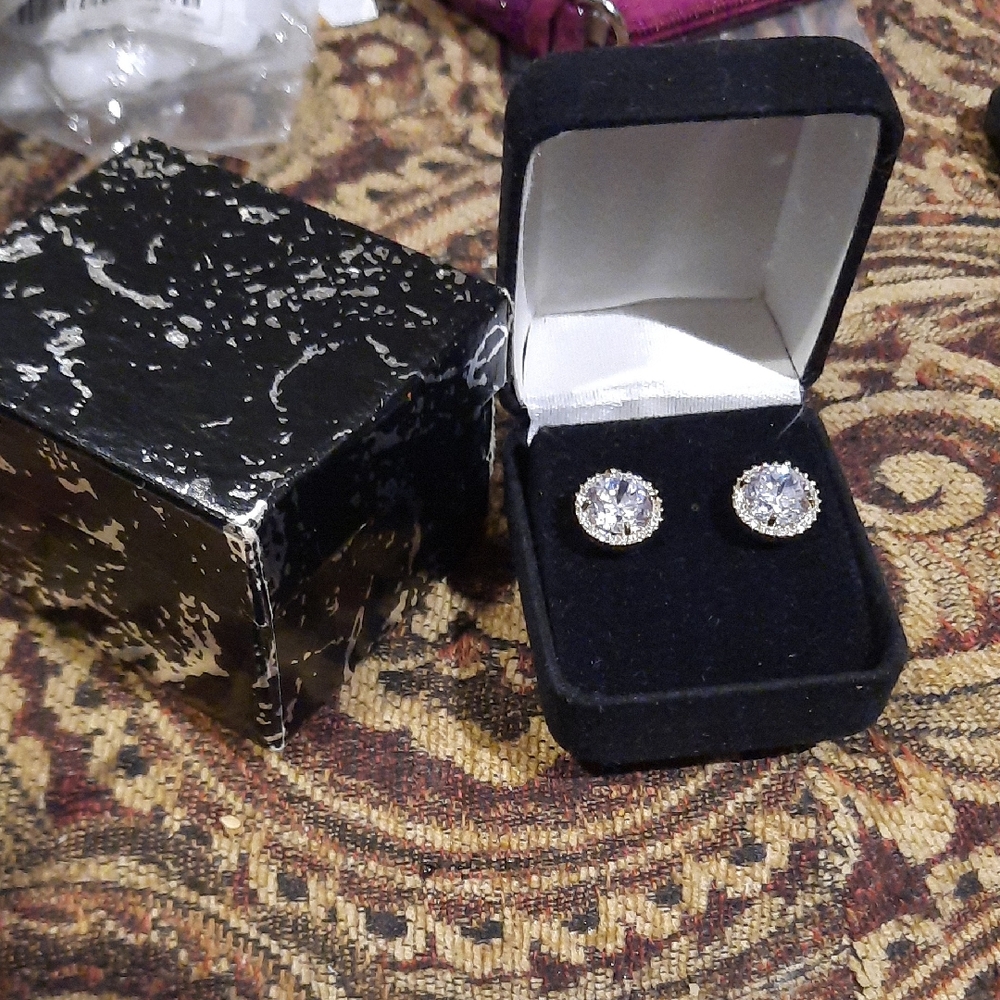 Argento Vivo Silver Crystal Stud Earrings